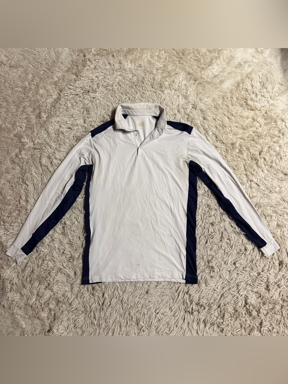 Men’s Small White/Navy EIS Long Sleeve Horseback Riding Show Shirt